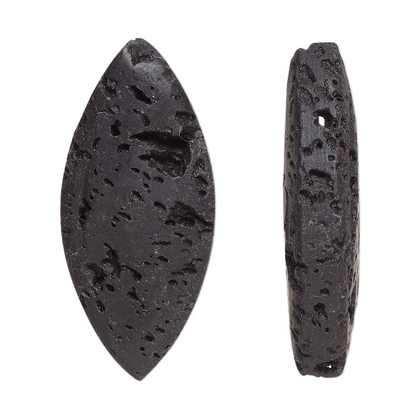Lava rock 1pkg2, top-drilled marquise focal 36.5x16mm image number 0