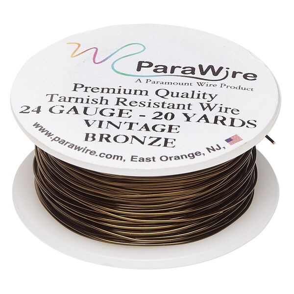 Wire, ParaWire™, vintage bronze-finished copper, round, 24 gauge. Sold per 20-yard spool. image number 0