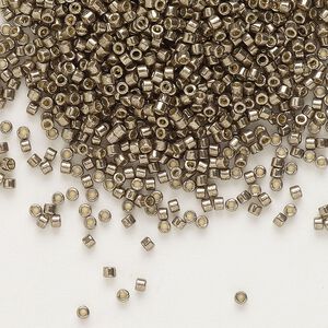 Seed bead, Delica®, glass, pkg/250g, #11 round, Duracoat® opaque galvanized pewter (DB-1852).