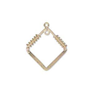 Drop, 14Kt gold-filled, 19x19mm flat open diamond with 2 coils and 1 loop. Sold individually.
