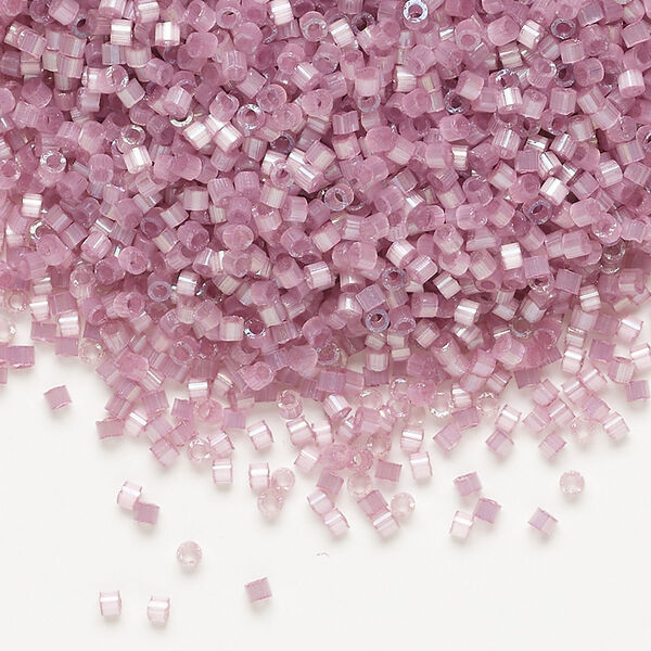 Seed bead, Delica®, glass, pkg/7.5g, #11 round, opaque silk satin inside dyed color orchid (DB-1806). image number 0