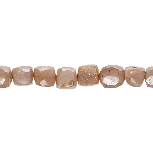 Coffee moonstone 1pkg1, hand-cut faceted cube bead natural B grade, 10 inch 6x5mm-7x6mm image number 0