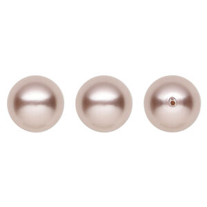 Pearl 1pkg4 vintage rose, Crystal Passions&reg; 12mm half-drilled round 5818
