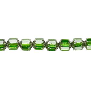 Bead, Czech glass, emerald green and metallic emerald green, 6mm round cathedral. Sold per 15-1/2" to 16" strand.