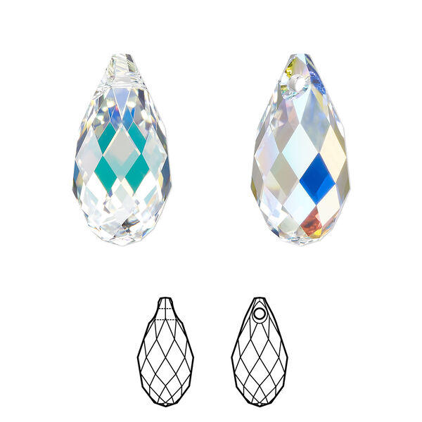 Briolette 1pk crystal AB, Crystal Passions® 17x8.5mm pendant drop 6010 image number 0