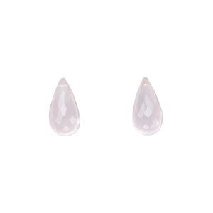Rose quartz 1pkg2, hand-cut top-drilled faceted briolette bead natural 12x6mm