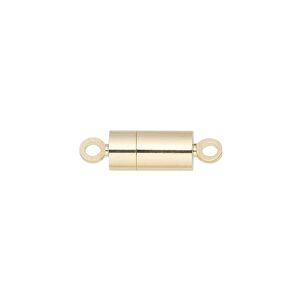 Clasp magnetic 1pkg1, 12x6mm barrel, gold-finished brass 1-strand