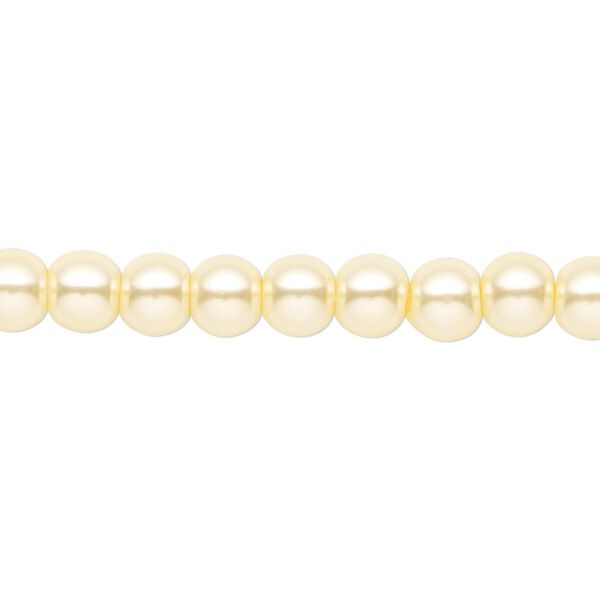 Bead, crystal pearl, light yellow, 6mm round. Sold per pkg of (2) 15-1/2" to 16" strands, approximately 130 beads. image number 0