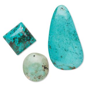 Magnesite 1pkg3, top-drilled mixed shape focal / drop mix 25x19mm-63x38mm