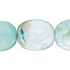 Mother-of-pearl shell 1pkg1, flat oval bead 15 inch light teal green 23x19mm-24x19mm image number 0