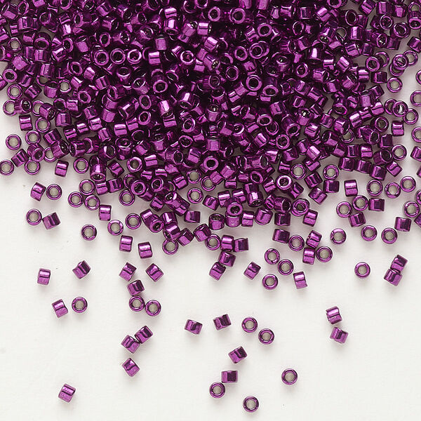 Seed bead, Delica®, glass, pkg/50g, #11 round, opaque nickel-plated dyed color dark magenta (DB-0463). image number 0