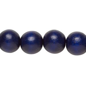 Bead, Taiwanese cheesewood (dyed / waxed), navy blue, 11-12mm round. Sold per pkg of (2) 15-1/2" to 16" strands.