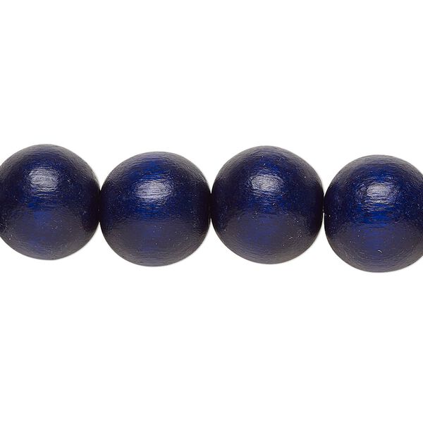 Bead, Taiwanese cheesewood (dyed / waxed), navy blue, 11-12mm round. Sold per pkg of (2) 15-1/2" to 16" strands. image number 0