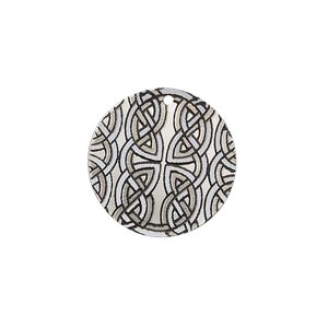 Drop, imitation rhodium-finished carbon steel, black and white, 20mm single-sided round with Celtic knot design. Sold per pkg of 4.