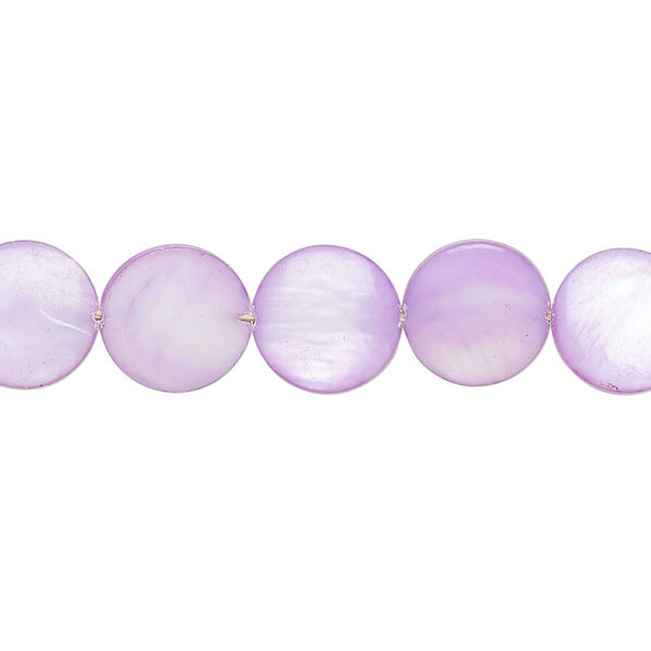 Mother-of-pearl shell 1pkg1, puffed flat round bead 15 inch dark lavender 9-11mm image number 0