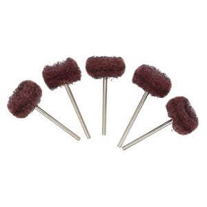 Fiber wheel, steel and nylon, dark brown, medium, 1-3/4 inch with 3/32 inch mandrel diameter and 7/8 inch head. Sold per pkg of 5.