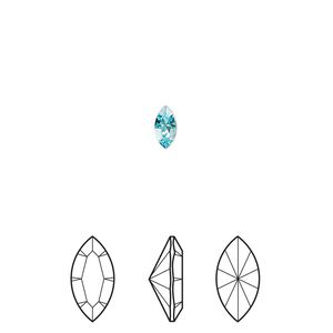 Fancy stone 6pk light turquoise foil back, Crystal Passions® 6x3mm navette 4228