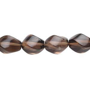 Smoky quartz 1pkg1, twisted oval bead 15.5-16 inch 12x9mm