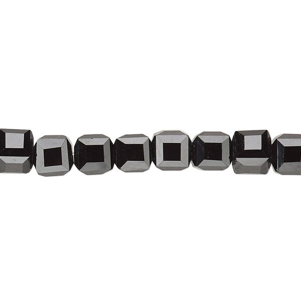 Bead 1pk 18 facets opaque black, Celestial Crystal® 6mm cube 15.5-16 inch image number 0