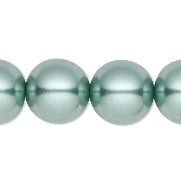 Bead, crystal pearl, sage, 16mm round. Sold per 15-1/2" to 16" strand, approximately 25 beads. image number 0