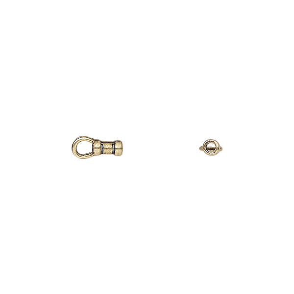 Crimp end, antiqued brass, 5x2.5mm tube with loop, 1mm inside diameter. Sold per pkg of 10. image number 0