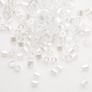 Seed bead, Delica®, glass, pkg/50g, #8 cut, translucent luster crystal clear (DBLC-0050).