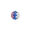 Bead, Egyptian glass rhinestone / epoxy / resin, pink / white / cobalt blue, 12mm round with pav&eacute; wave design. Sold individually. image number 0