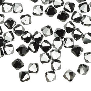 Bead 288pk jet hematite 2X, Preciosa Czech crystal 6mm bicone