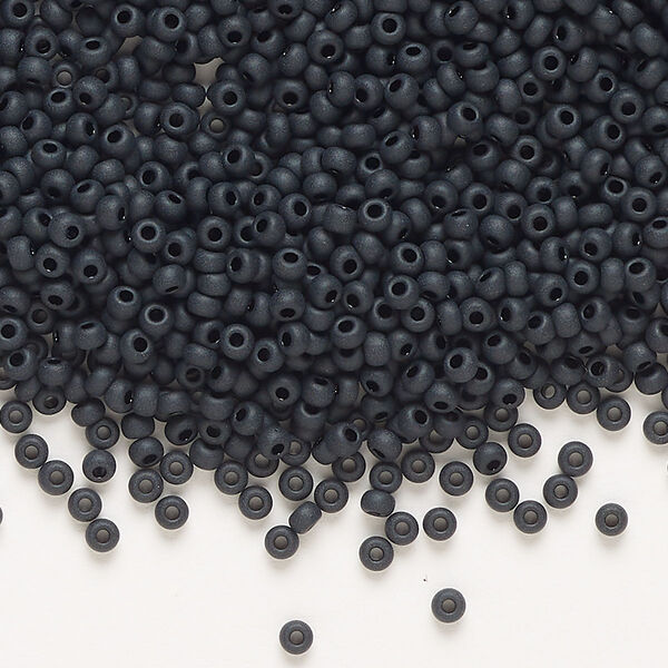 Seed bead, Preciosa Ornela, Czech glass, pkg/500g, opaque matte black, #10 rocaille. image number 0