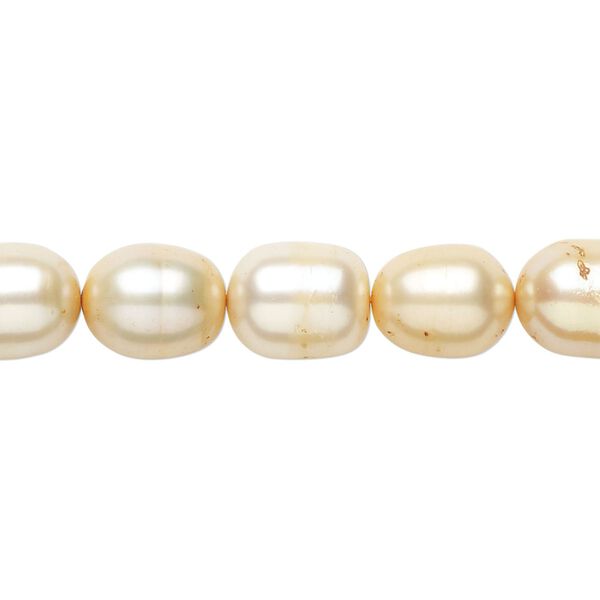 Cultured freshwater pearl, 1pkg1 7-9mm rice C- grade, dyed soft gold 15 inches image number 0