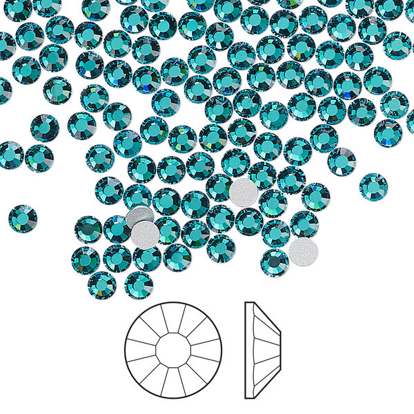 Flat back 144pk blue zircon foil back, Preciosa Viva 12® Czech crystal rhinestone 3-3.2mm chaton rose round SS12 image number 0