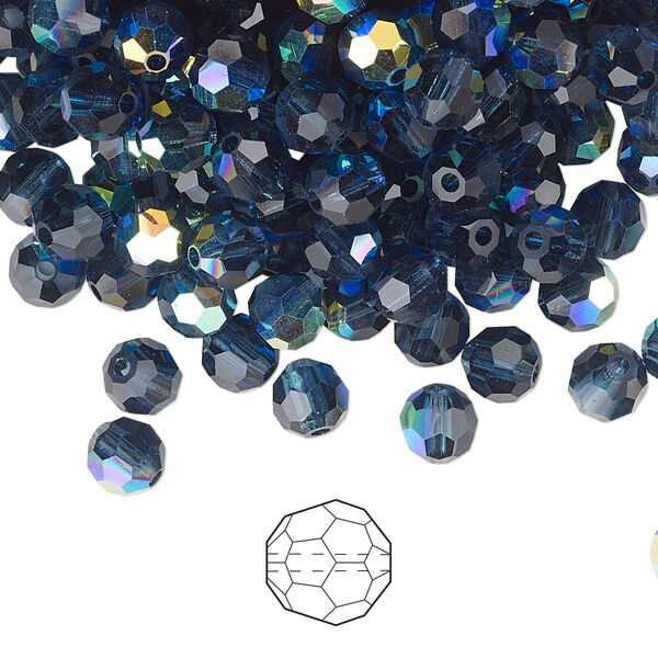 Bead 24pk Montana AB, Preciosa Czech crystal 5mm round image number 0