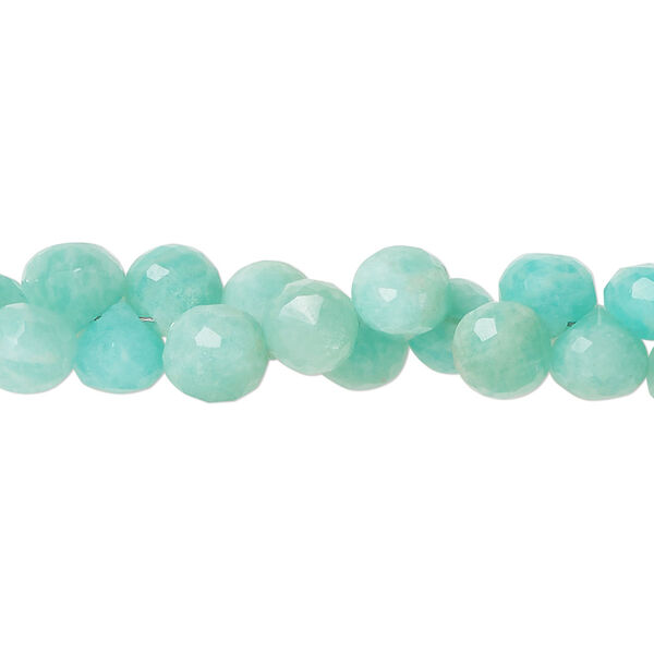 Bead, amazonite (natural), hand-cut 7x7mm top-drilled faceted teardrop, B grade, Mohs hardness 6 to 6-1/2. Sold per pkg of 60. image number 0