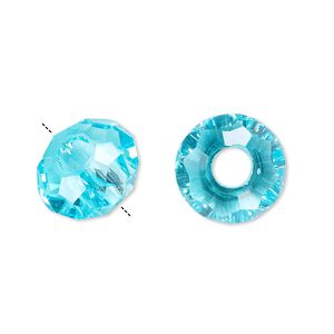 Bead 12pk 32 facets turquoise blue, Celestial Crystal® Dione® 14x8mm rondelle