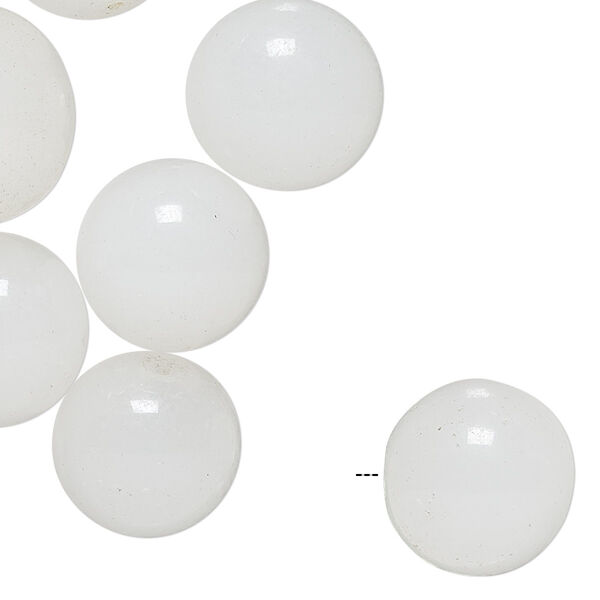 Bead, vintage Japanese glass, frosted clear, 14-16mm half-drilled round. Sold per pkg of 24. image number 0