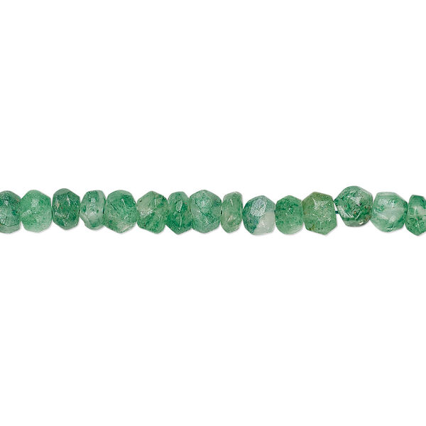 Bead 1pkg1 emerald green aventurine, 4x2mm-5x4mm hand-cut faceted rondelle C- grade, 13 inch natural image number 0