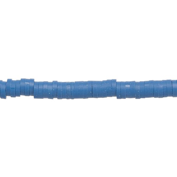 Bead, polymer clay, opaque dark blue, 4x1mm heishi. Sold per pkg of (2) 15-1/2" to 16" strands. image number 0