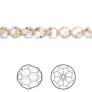 Bead 12pk crystal golden shadow, Crystal Passions® 6mm round 5000
