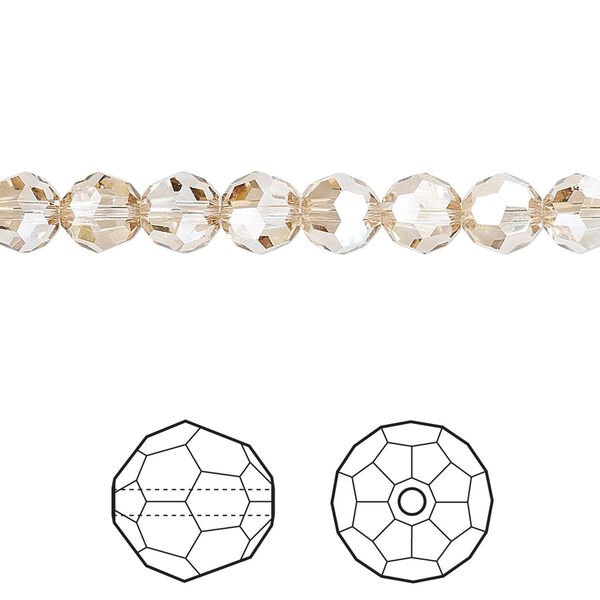 Bead 12pk crystal golden shadow, Crystal Passions® 6mm round 5000 image number 0