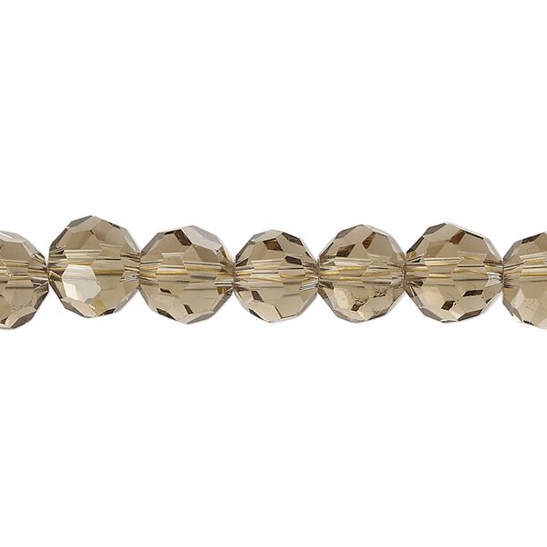 Bead, glass, translucent khaki, 8mm faceted round. Sold per 7-inch strand, approximately 20 beads. image number 0
