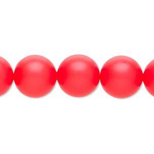 Pearl 10pk neon red, Crystal Passions® 12mm round 5810