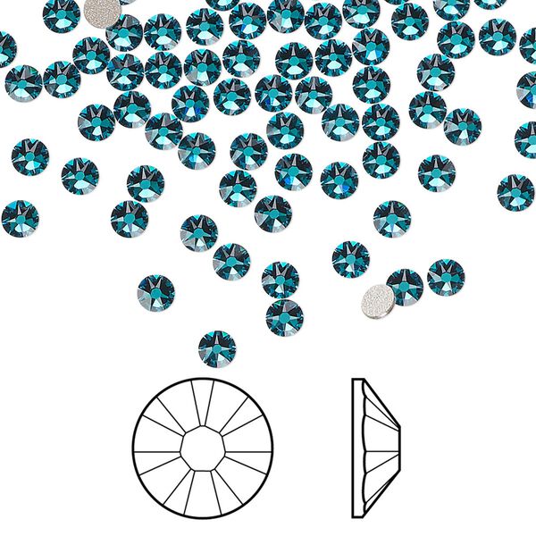 Flat back 144pk blue zircon foil back, Crystal Passions® 3-3.2mm rose round SS12 2088 image number 0