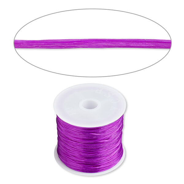 Cord, stretch, elastic floss, purple, 0.5mm diameter, 3-pound test. Sold per 150-foot spool. image number 0