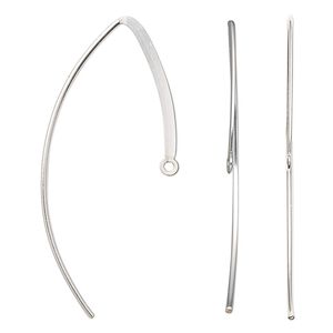 Ear wire 1pkg2 sterling silver-filled, 25mm marquise / flat / closed loop, 18 gauge 1 pair