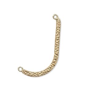 Focal, 14Kt gold-filled, 32x16mm textured curve with 2 loops. Sold individually.