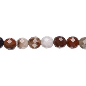 Petrified wood 1pkg1, faceted round bead natural 15.5-16 inch 6mm