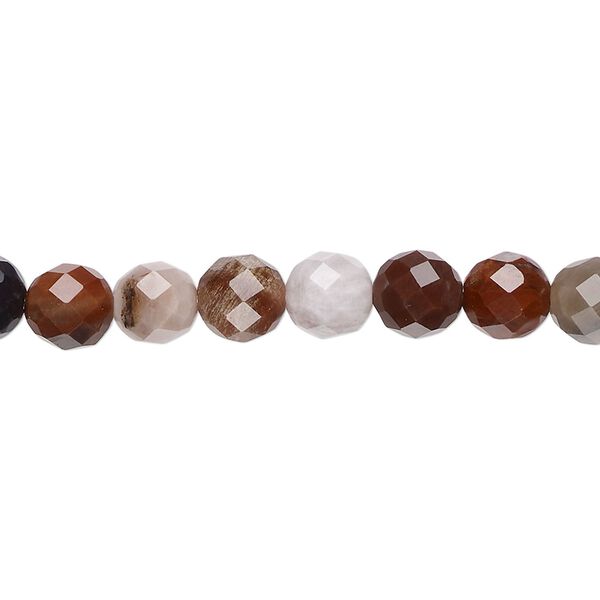 Petrified wood 1pkg1, faceted round bead natural 15.5-16 inch 6mm image number 0