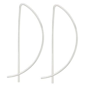 Ear wire 1pkg2 sterling silver, 42mm half round, 1 pair