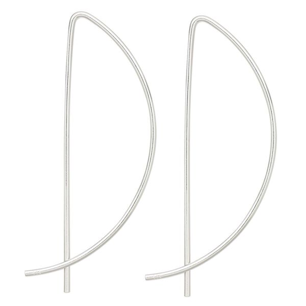 Ear wire 1pkg2 sterling silver, 42mm half round, 1 pair image number 0
