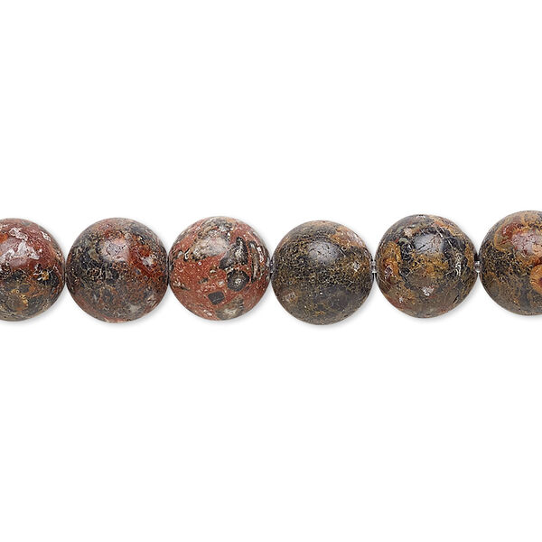 Bead, leopardskin jasper (natural), 8mm round, B grade, Mohs hardness 6-1/2 to 7. Sold per 15-1/2" to 16" strand. image number 0